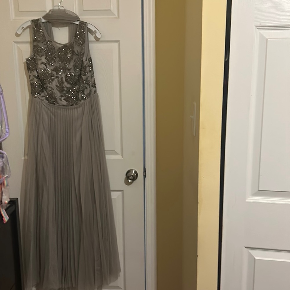 Beautiful gray/silver elegant wedding gown. From David Bridal collection